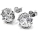 Jade Marie AMUSE Silver Brilliant Round Cut Stud Earrings, 18k White Gold Plated Earrings with 2ct Swarovski Crystals, Large Solitaire Stud Earring Set for Women, Beautiful Sparkling Crystal Gems