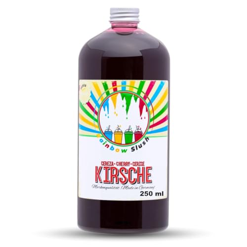 Rainbow Slush Sirup 250 ml Premium Slush Ice Konzentrat in 9 Geschmacksrichtungen | Slush-Sirup für Slushmaschine Eis Cocktails & Drinks | Hopser Funfood (Kirsche)