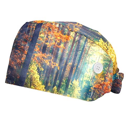 Chapeaux bouffants JDEZ : lot de 2 casquettes de travail imprimé forêt pour homme et femme