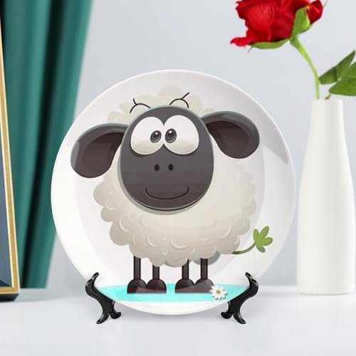 Plato decorativo de porcelana Bone China con soporte 10 pulg miniatura 6