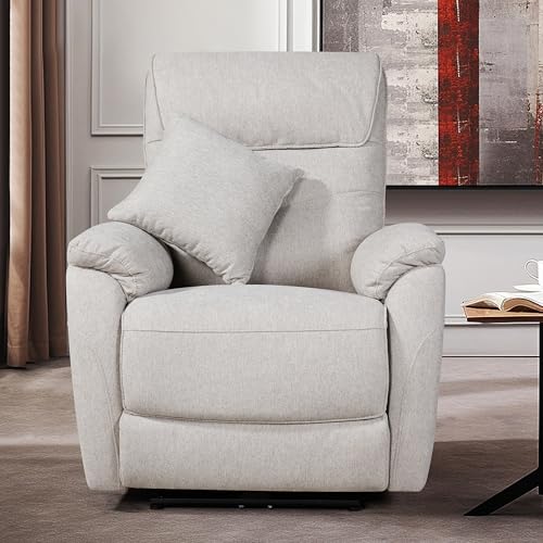 Image of Vero Relax 1 Seater Motorized Recliner Sofa - Dove Beige, Breathable Fabric, Soft & Padded, Extra Back Support, Eucalyptus Wood Frame, Semi Knockdown, 5-Year Warranty