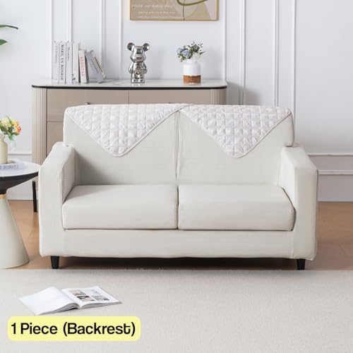 Image of House of Quirk 'Mughal Series' Printed Quilted Sofa Cover for 1 /2 /3 /4 Seater - Anti-Slip, Washable Couch Protector Slipcover (Backrest, Beige Blossom, 50x70 cm)