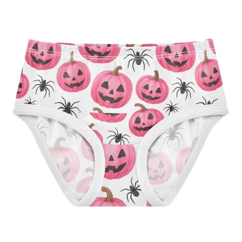 Joisal Funny Pink Pumpkins White Spider Little Girl Panties Toddler Underwear Floral Cotton Bright Kids Briefs Undies 2t