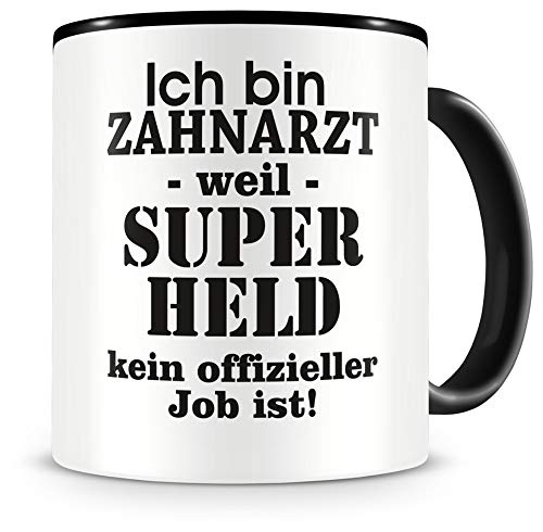 Samunshi&reg; Zahnarzt Tasse mit Spruch Geschenk f&uuml;r Zahnarzt Mann Frau Kaffeetasse gro&szlig; Lustige Tassen zum Geburtstag schwarz 300ml