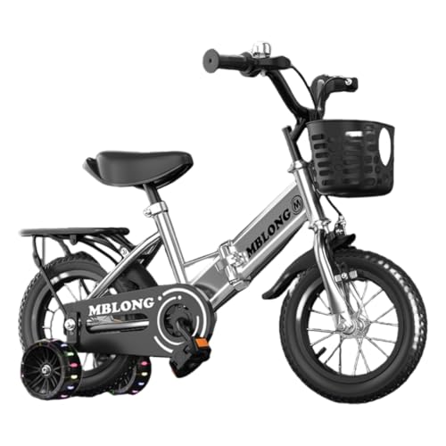 VGVG 折りたたみ自転車 子供用 12/14/16/18/20インチ 補助輪付き 泥除け付属 ハイカーボンスチール製 サドル高さ調節可能 背もたれ付き 広幅光るホイール 男女兼用 2歳〜14歳対応 キッズバイクヘッドライト付き 組み立て簡単 (14インチ