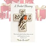 Cruz de bolsillo para pájaros, religiosa, portátil, hecha a mano, bendición de bolsillo con tarjeta de verso, para viajes diarios al aire libre, camping, adultos, niños, adolescentes y familia