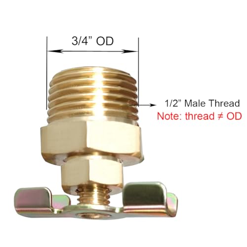 Image of 1 /2 inch NPT Brass RV Water Heater Replacement Drain Valve for RV Trailer Water Heater (Pack of 2)