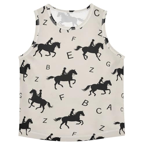 J JOYSAY Cartoon Horse Letters Boys Tank Top Sleeveless Muscle Shirts Quick Dry Sport Active Workout Kids T-Shirts 3-15T