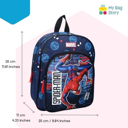 mybagstory - Schooltas – Spiderman – kinderen – school – basisschool – kleuterschool – schooltas jongens – maat 41 cm – verstelbare bandjes – cadeau-idee – 100 jaar Disney, Blauw