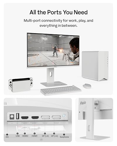 Image of Pixio PX258 Hayabusa White 24.5 inch (24 inch / 25 inch Equivalent) 400Hz Refresh Rate FHD 1080p Resolution Fast IPS Panel 1ms GTG Response Time Gaming Monitor with PS2S White Ultrawide Heavy-Duty Pre