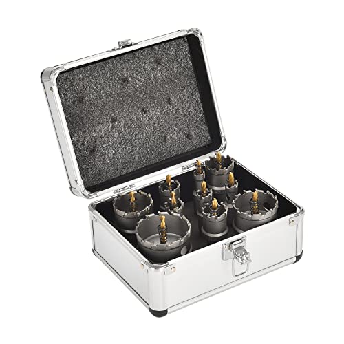 Mollom Tct Carbide Hole Saw Kit For Hard Metal，14-60Mm, 10 Pcs Tungsten Carbide Tipped Hole Cutter With Pilot Drill Bit For Stainless Steel, Iron, Aluminum, Alloy, Plastic #TOP1