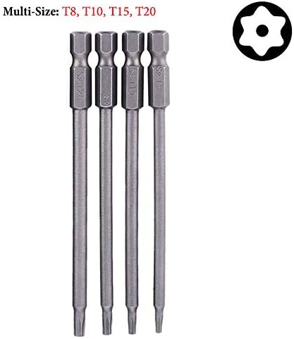 Gasea 16pcs 1/4" Hex Shank 100mm/ 4 Inch Long Magnetic Screwdriver Bits Set Including T8-T20 Security Torx Bits, H3-H6 Hex Head Bits, Cross Philips Bits and SL3-SL6 Flat Head Slotted Tip