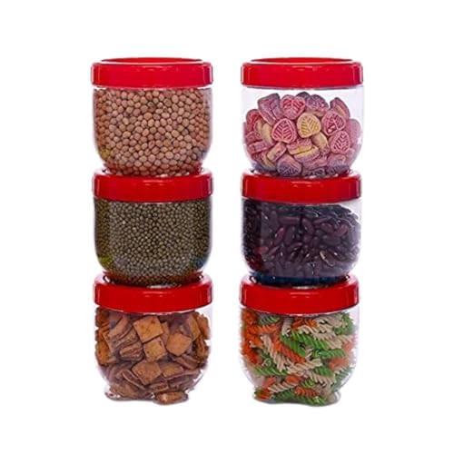 Image of 250ml Transparent Plastic Container & Jar Set for Kitchen Storage Dabba Set for Dry Fruits, Spices, Herbs & Dry Masala |Small Storage Boxes for Hotels, Restaurants, & Cloud Kitchens Set of 6