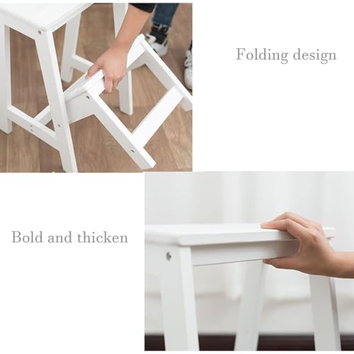 Tabouret-escabeau pliant en bois idéal pour optimiser l'espace en cuisine - 7