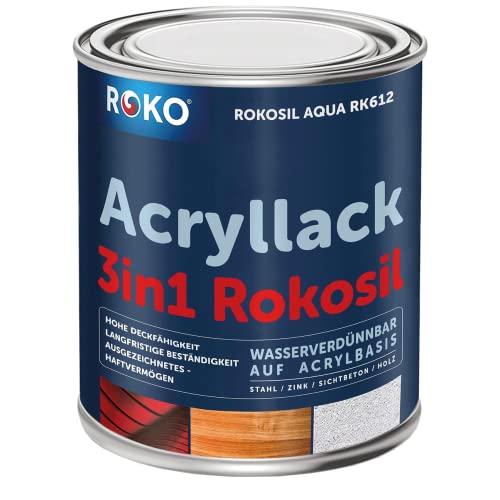 Acryl-Buntlack ROKOSIL - 0,7 Kg in Dunkelbraun - Seidenmatt - Für Außen & Innen - 3in1 Grundierung & Deckfarbe - Premium Acryllack - Lack für fast alle Oberflächen - Langlebig & Robust