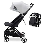 Aptliton Ultra-Compact Travel Stroller, Cabin Approved Pushchair for Baby & Toddler up to 22kg (0-4 Years), Lightweight Fold, Recline 95-150°, Compact Stroller for Airplane Travel