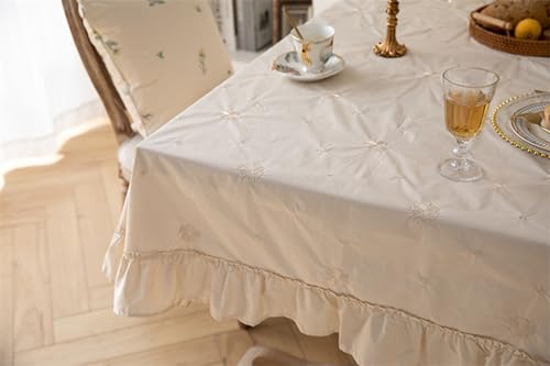 Nappe rectangulaire coton crème 100x150 lavable anti-tache - 4