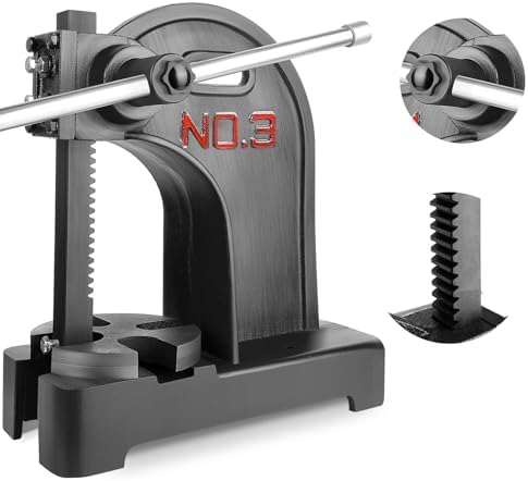 Manual Arbor Press, 2 Ton Capacity, 8.5” Height, 57 lbs, Cast Iron Desktop Press for Stamping and Bending