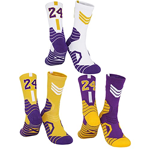 Bingfone 3 Pairs Basketball Socks,Compression Socks,Athletic Socks,Sport Socks For Men & Women,Running,Climbing (Kb-24) #TOP12