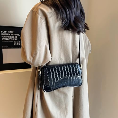 Image of Shoulder Bag for women Y2K Crossbody Vegan Leather Purse Straps Retro Clutch Hobo Hadbags with 2 Removable