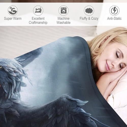 Manta de forro polar de águila de 130x150 cm cálida para cama o sofá 6