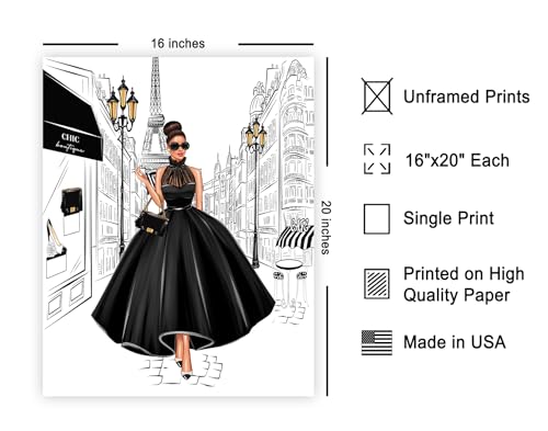 Image of Poster Master Lady in Black Print - Fashion Poster - Paris Designer Art - Modern Wall Design - Chic Gift for Women & Fashionista - Glam Decor for Bedroom or Girl's Room - 16x20 UNFRAMED Wall Art