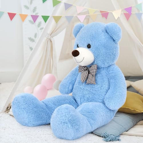 Image of MaoGoLan Giant Teddy Bear Plush Toy - Ultra Soft & Cute Large Stuffed Animal 39 inches, Perfect for Baby Showers, Birthdays, Valentine Day Gifts (Kids, Couples, Family),Blue