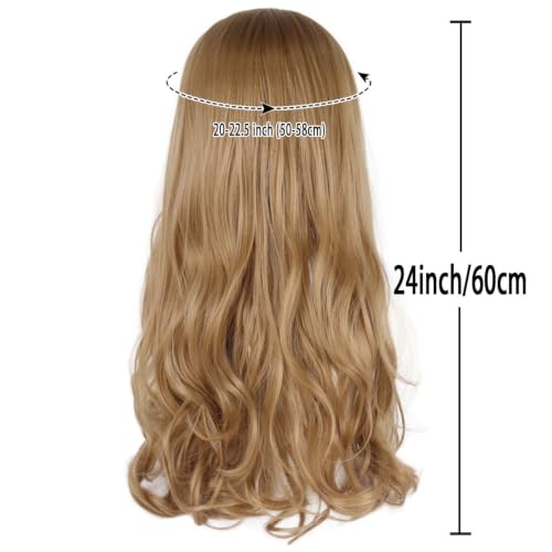 Image of 24 inch Long Wavy Light Golden Blonde Wigs for Women Megan Costume Wig Prom