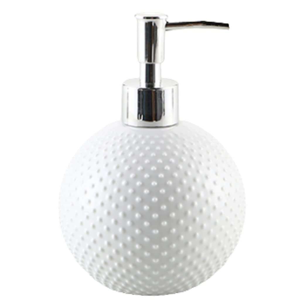 19,6 oz/580 ml Seifenspender, 3D-Flüssigkeitsspender aus Keramik mit schwimmenden runden Punkten und Metallpumpe, nachfüllbare Dekorflaschen, Pumpflasche v