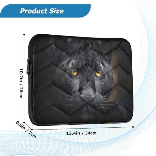 Funda para portátil de 13-14 pulgadas negra con estampado de leopardo miniatura 3