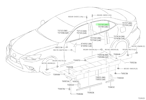 TOYOTA (�g���^) �������i MOULDING ASSY RR DOOR BELT RHR/�h�A�x���g���[���i�� 75730-53030