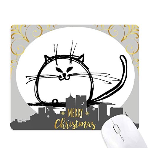 La nuit de noël tapis de souris le sourire de chat lourds pour bureau
