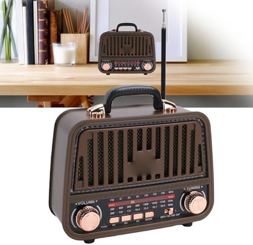 VELATEMOR Retro Bluetooth Radio, Wireless Speaker with Telescopic Antenna for FM AM SW Receptions, Portable Vintage Bluetooth Speaker Rechargeable - 5