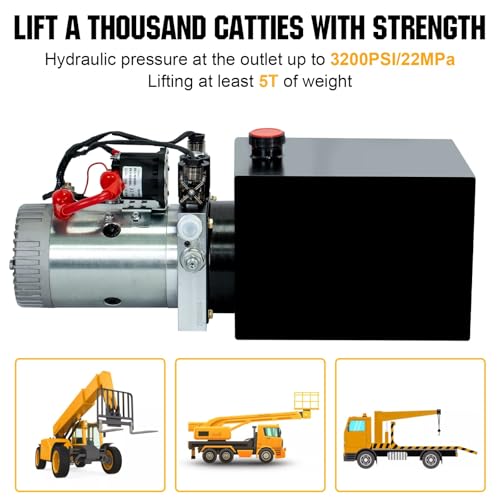 Image of DC HOUSE Electric Hydraulic Pump Unit Metal Reservoir for Dump Trailer (Double Acting 10 Quart)