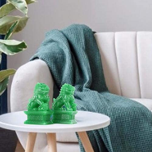 Wealth Porsperity Pair Of Fu Foo Dogs Guardian Lion Statues Traditional Chinese Guardian Lion Statues Stone Finish Feng Shui Decor For Indoor Outdoor Placement #TOP2