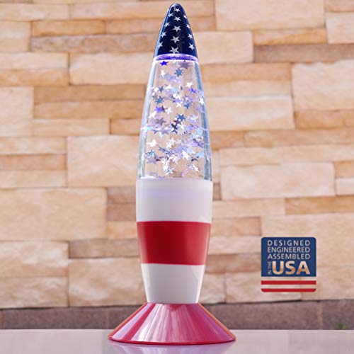 Amazing Us Flag 7” Star Spangled Rocket Lamp – Psychedelic Soothing Snow Globe Effect With Shining Stars. Comes With Safety On/Off Switch Usb Cord. Mini Lava Lamps By Lala Lamp (Us Flag) #TOP4