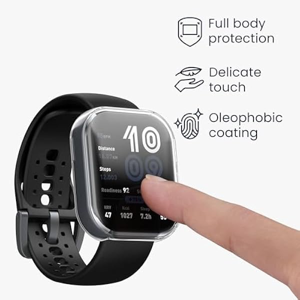 kwmobile Чехлы совместимые с Amazfit Bip 6 2 силиконовых чехла для фитнес-трекера из ТПУ черные прозрачные