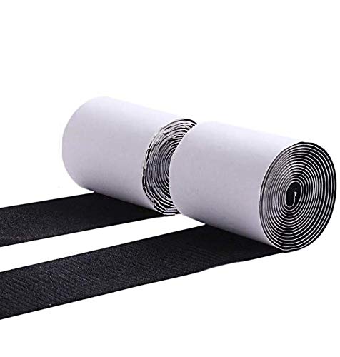 18CM Wide (Approx 7") Long Self Adhesive Hook and Loop Strips Set with Super Sticky Glue Nylon Fabric Fastener Black 5m