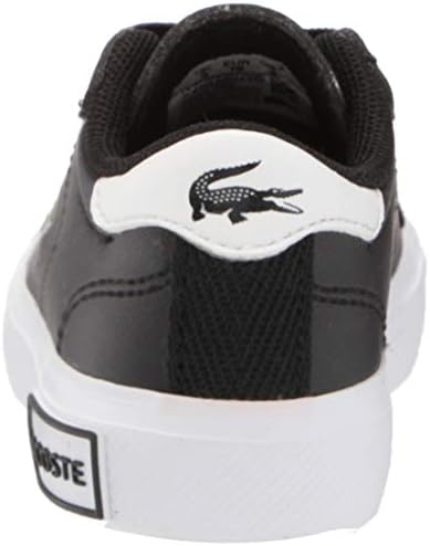 Lacoste unisex child Kid's Powercourt Sneaker, Black/White, 8 Toddler US | Image 2