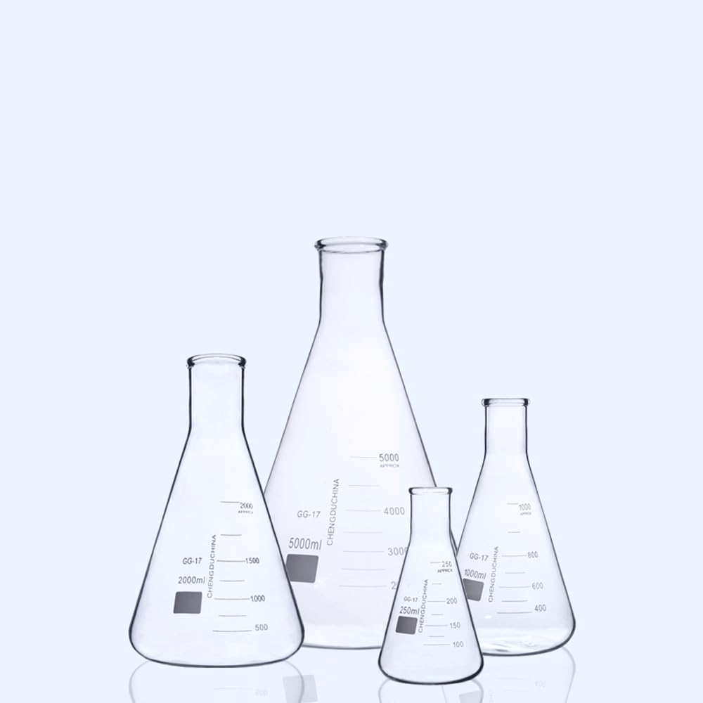 Frasco graduado de vidrio de boca ancha y estrecha, 50 100 250 500 1000ml, cristalería de laboratorio, experiencia química, GG-17(2000ml Small Port)