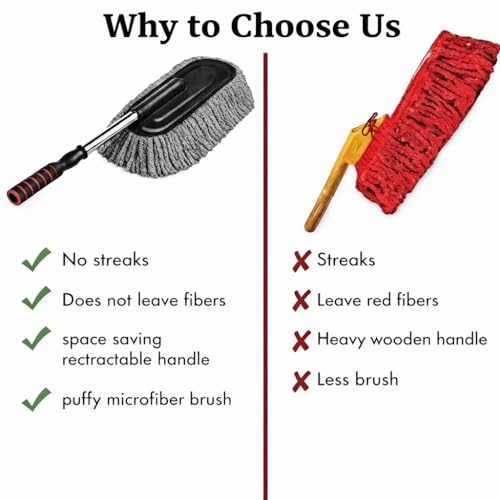 Image of AutokraftZ Microfiber Flexible Duster for Car Wash | Scratch & Lint-Free Auto Detailing Tool | Expandable Handle, 2X Better Cleaning | Multi-Purpose Wet & Dry Cleaning for Cars, Home, and Kitchen