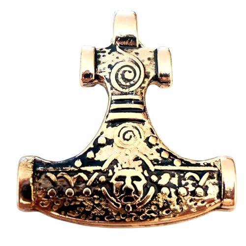 Pendentif marteau doré Germanenschmuck Hiddensee en laiton fin avec une finition brillante