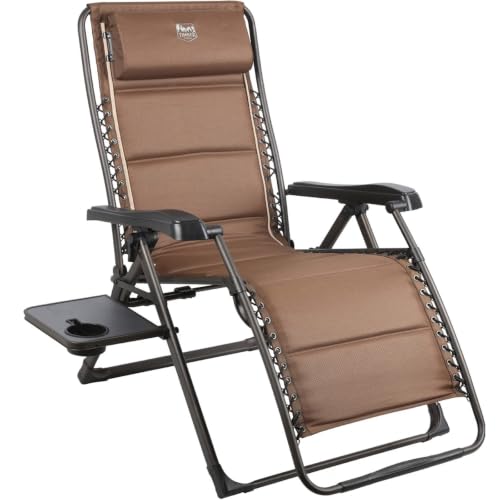 TIMBER-RIDGE-Zero-Gravity-Chairs-Folding-Recliner-Chair-Padded-with-Cup-Holder-and-Headrest-Adjustable-Lounge-Reclining-Chair-for-Outdoor-Camping-Lawn-Patio-Indoor-Supports-350lbs-Brown TIMBER RIDGE Zero Gravity Chairs, Folding Recliner Chair Padded with Cup Holder and Headrest, Adjustable Lounge Reclining Chair for Outdoor Camping Lawn Patio Indoor, Supports 350lbs, Brown - Image 1