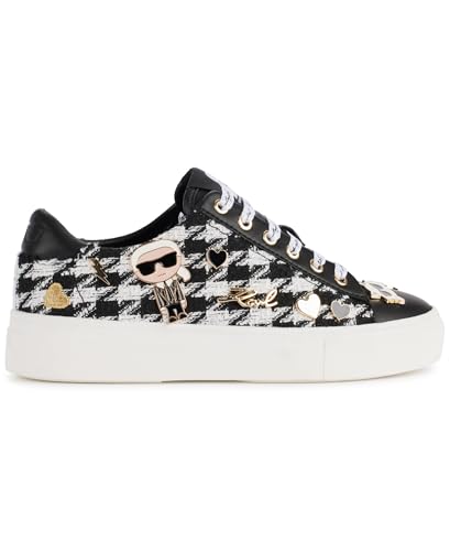 Image of Karl Lagerfeld Women's Cate Pins Tweed Lace up Sneaker