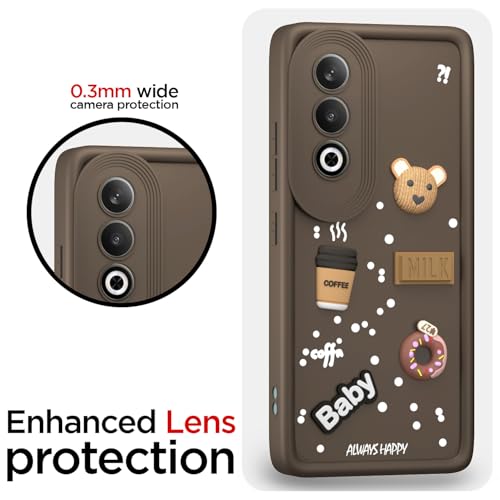 Image of Outlouders Back Cover for OnePlus Nord CE 4 5G | 3D Cartoon Bear Cute Fun Silicone Full Body Protection Bumper Case (Brown)