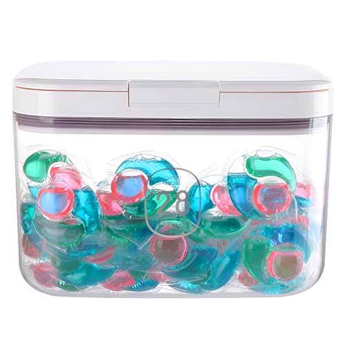 Laundry Pods Storage Container,Laundry Storage Containers with Lid,Washing Pods Powder Storage Container,Laundry Pod Container Organiser,Washing Tablets Storage Box for Detergent,Scent Booster (2.8L)