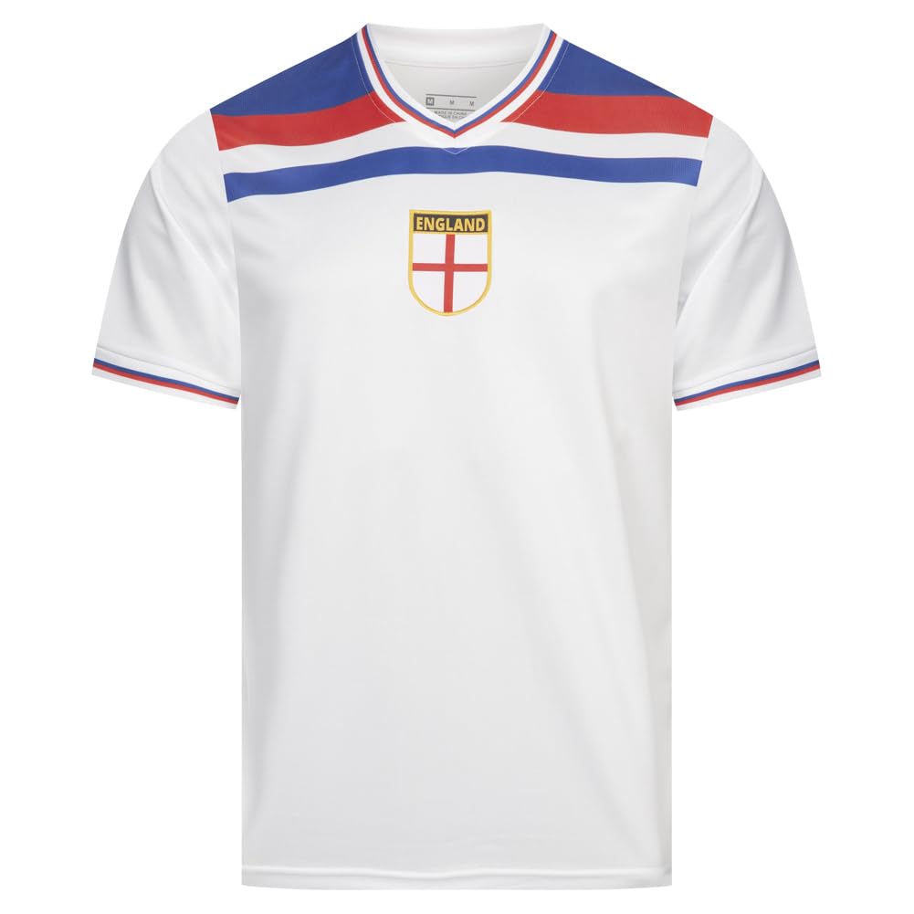 Jelex Men's England Retro History Jersey With Embroidered Logo And Short Sleeves, Nostalgia Design For Football Fans Ideal For Collectors, M