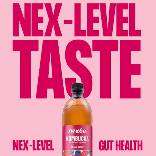 Nexba Mixed Berry Kombucha 1 L (Pack of 6) – All Natural, Sugar Free & Healthy Family‑Size Berry Elixir