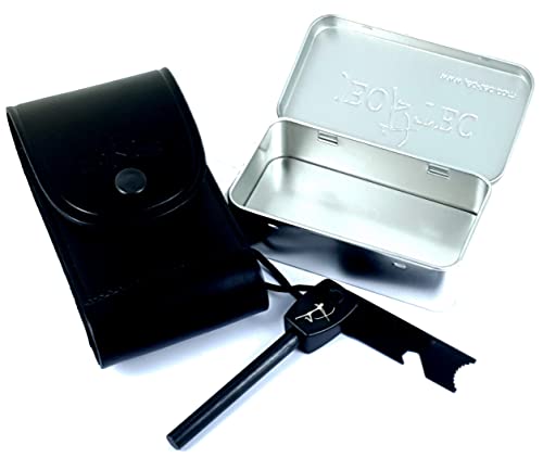 JEO-TEC Leather Bushcraft Belt Kit Set with 5 accessories for hiking camping fishing and outdoor activities - Belt for Men Handmade in Spain4