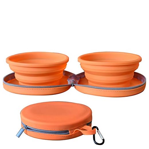 Collapsible Dog Bowls for Travel with Zipper and Mat Dishwasher Safe | Portable Dog Bowl for Pet Travel | No Spill 48oz Capacity 100% BPA Free Silicone